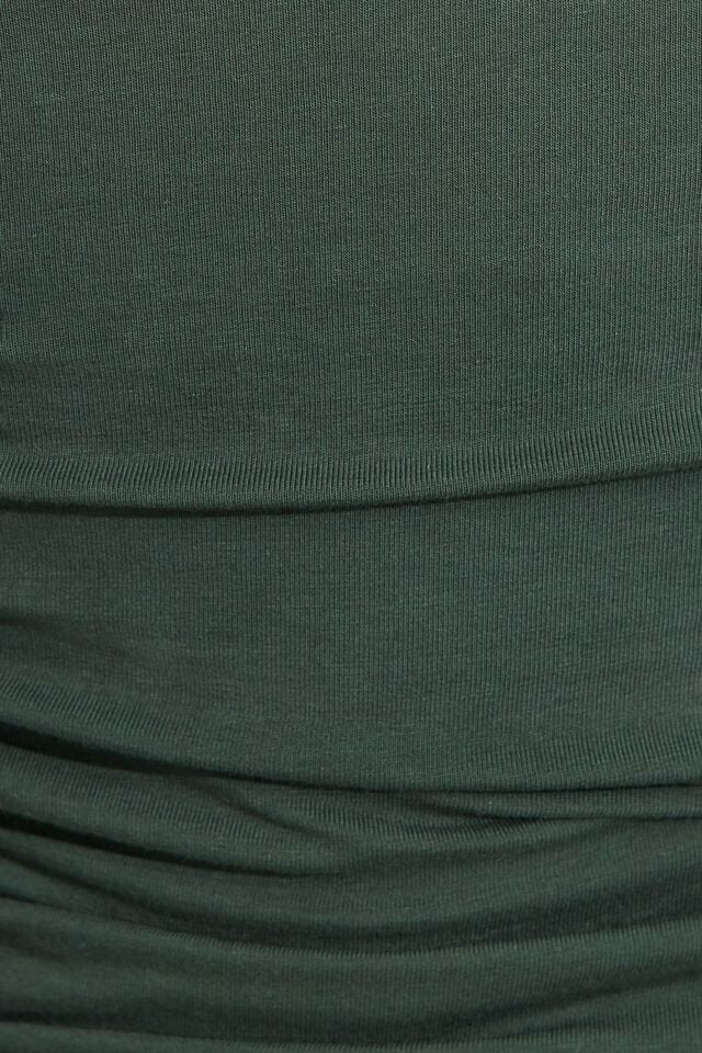 Dark Green Garage Ruched Boatneck Women T Shirts | A-9243765