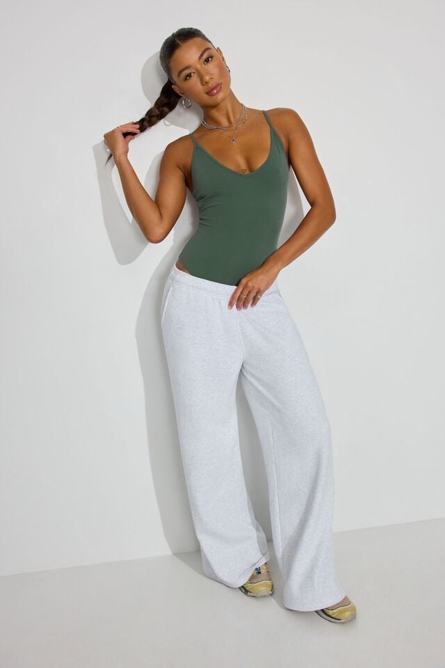 Dark Green Garage Softactive Plunge Women Bodysuit | A-3216594