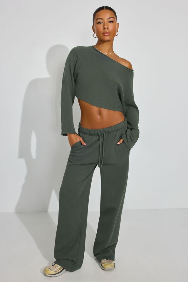 Dark Green Garage Supersoft Loose Crop Women Sweater | A-5143892