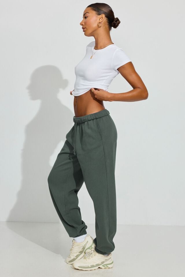 Dark Green Garage Ultrafleece Boyfriend Women Sweatpants | A-9108372