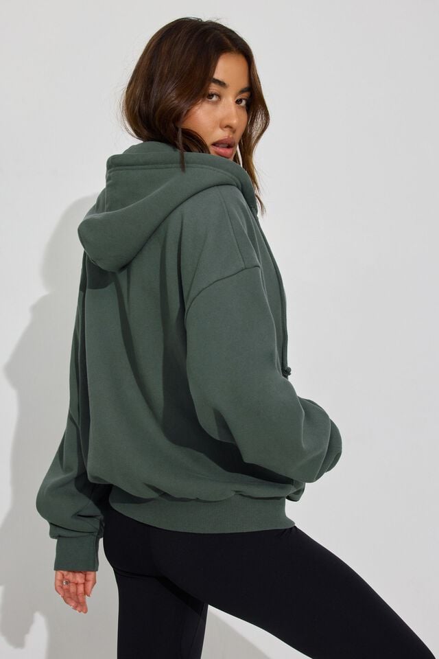 Dark Green Garage Ultrafleece Full Zip Women Hoodie | A-4059182