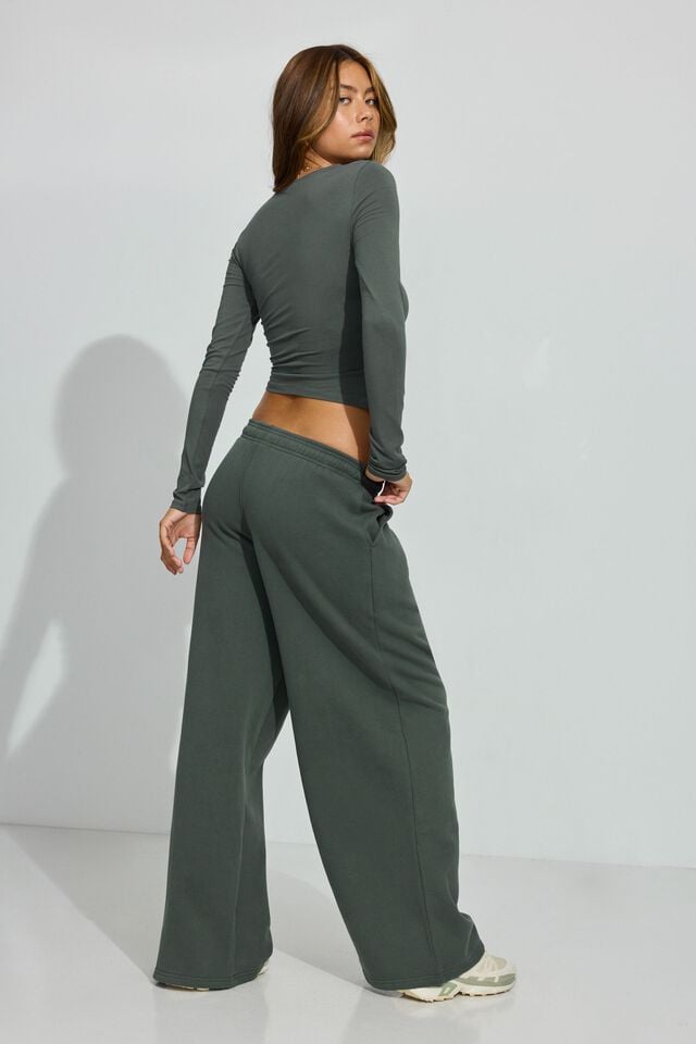Dark Green Garage Ultrafleece Mega Wide Leg Women Sweatpants | A-2587340