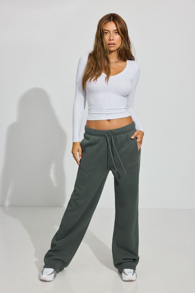 Dark Green Garage Ultrafleece Straight Leg Women Sweatpants | A-5608423