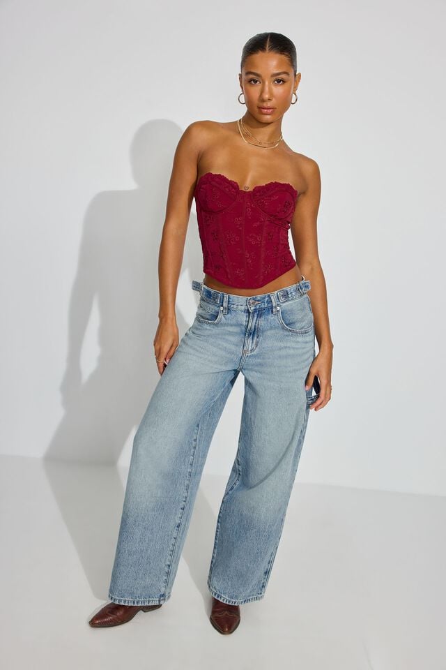 Dark Red Garage Chrishell Embroidered Mesh Women Tank Top | A-0497183