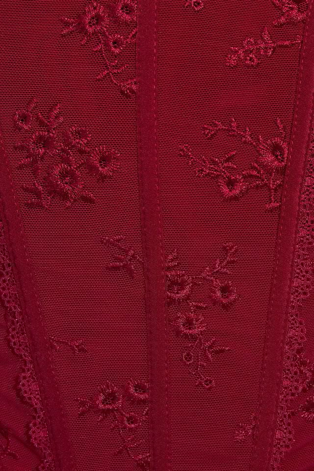 Dark Red Garage Chrishell Embroidered Mesh Women Tank Top | A-0497183