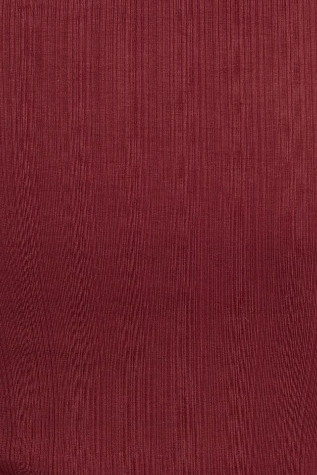 Dark Red Garage Flyaway Lace Rib Women Long Sleeve | A-1524396