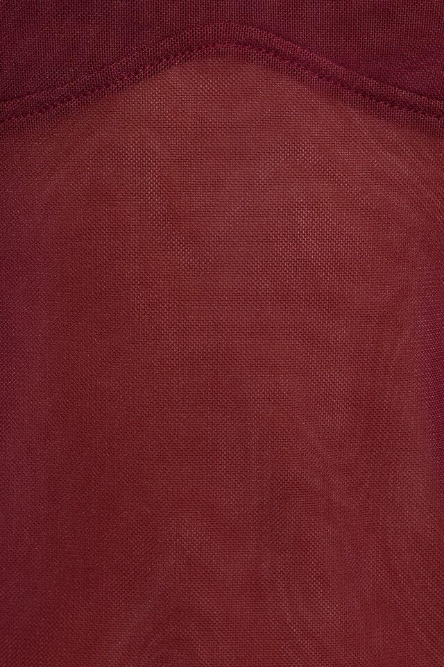 Dark Red Garage Mesh Seamed Short Sleeve Women T Shirts | A-5049321