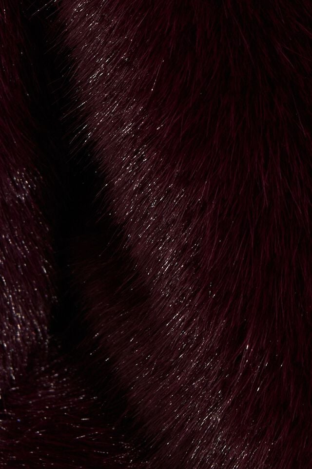 Dark Red Garage Short Faux Fur Women Coat | A-0843957
