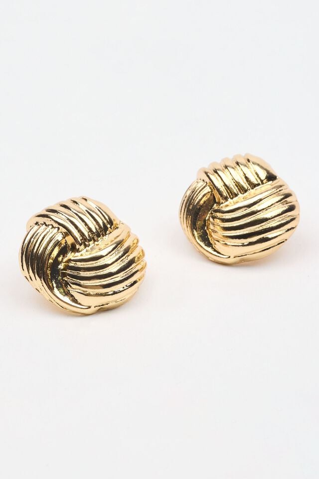 Gold Garage Knotted Button Women Earrings | A-9715280