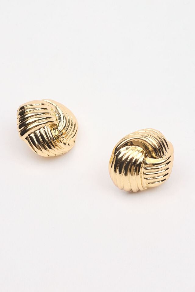 Gold Garage Knotted Button Women Earrings | A-9715280