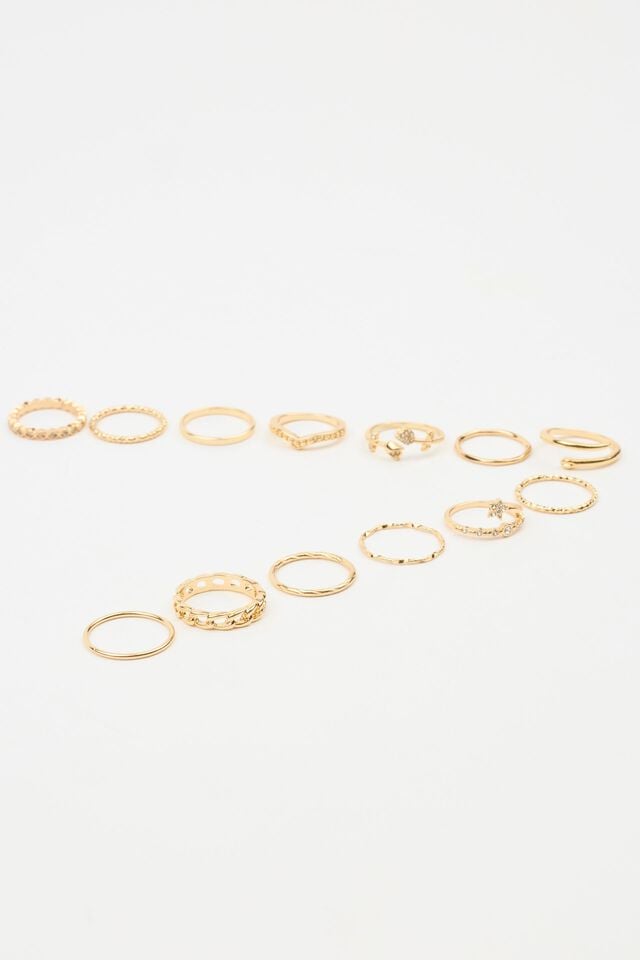 Gold Garage Set Of 10 Gem & Star Women Rings | A-9540768