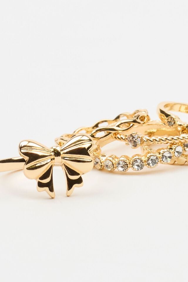 Gold Garage Set Of 7 Bow & Gem Women Rings | A-5284639