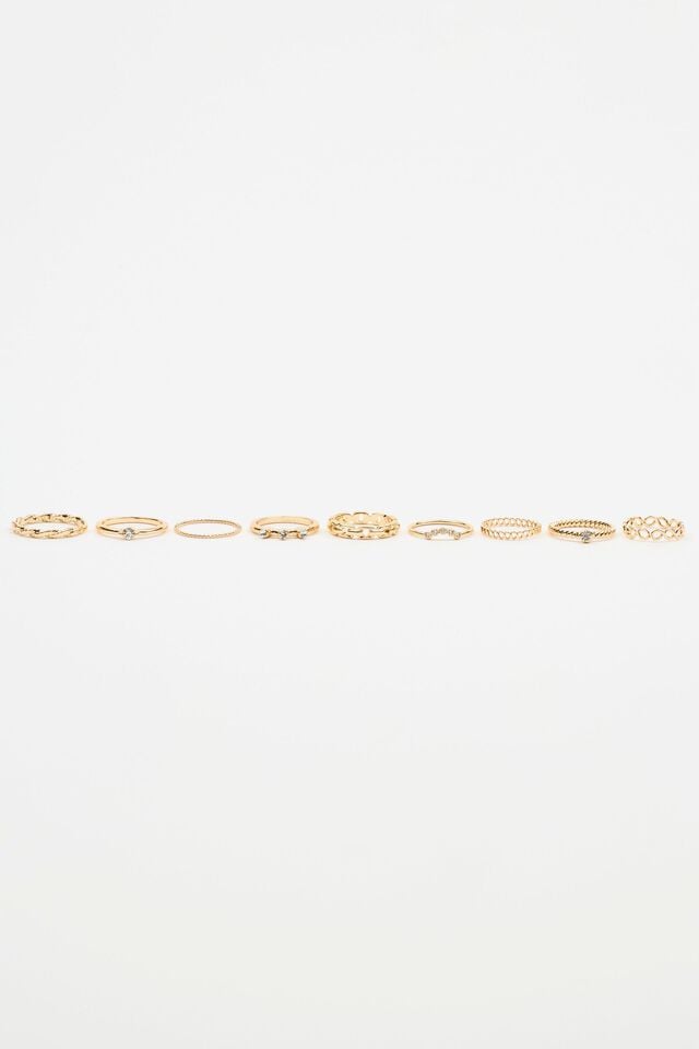 Gold Garage Set Of 9 Delicate Gem Women Rings | A-7650148