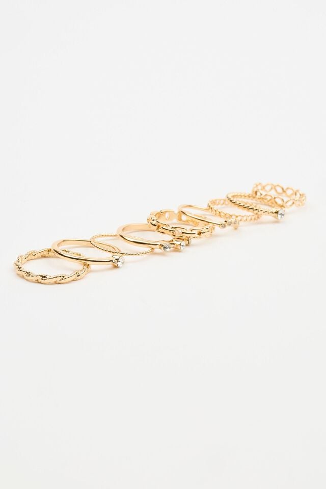 Gold Garage Set Of 9 Delicate Gem Women Rings | A-7650148