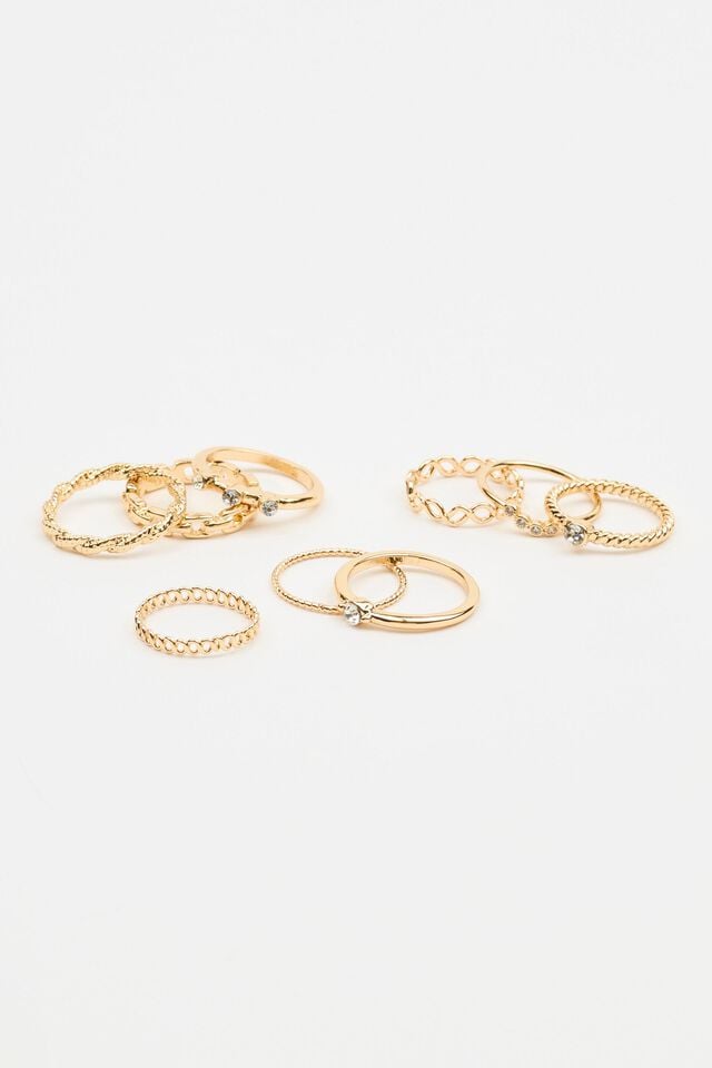 Gold Garage Set Of 9 Delicate Gem Women Rings | A-7650148