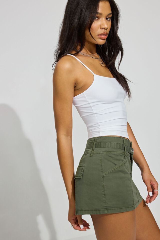 Green Garage Belted Micro Women Skorts | A-8942670