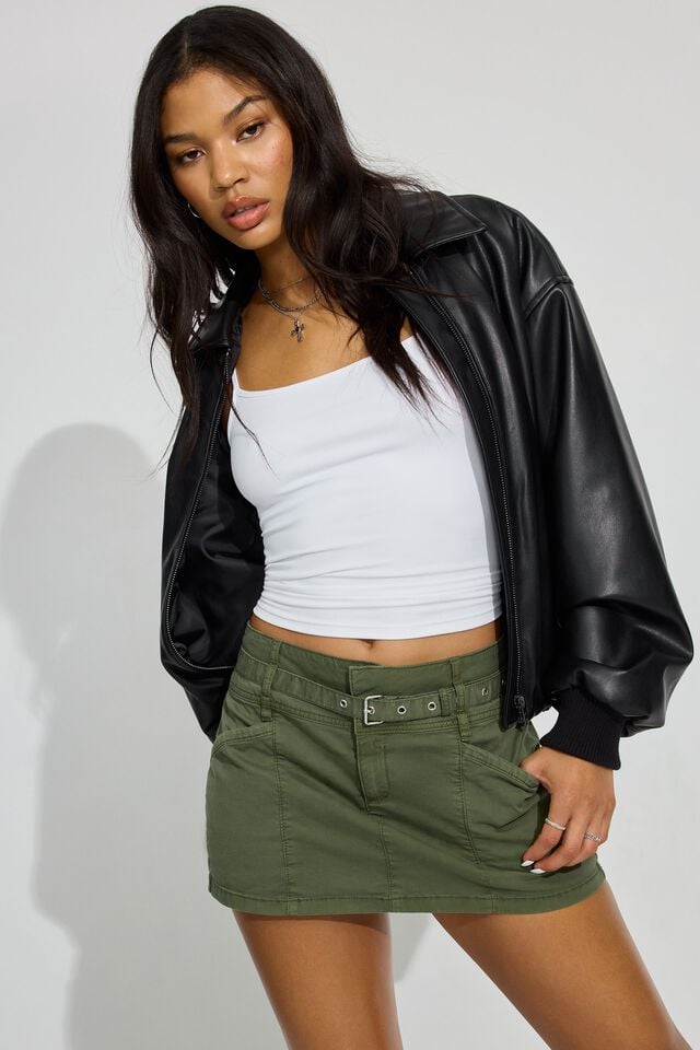 Green Garage Belted Micro Women Skorts | A-8942670