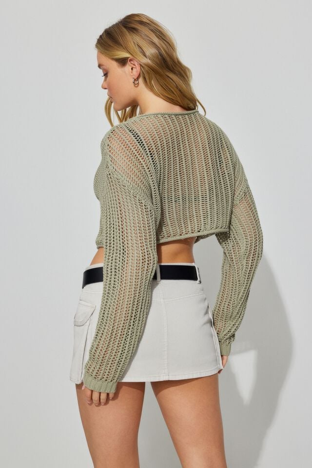Green Garage Open Knit Women Sweater | A-4278601