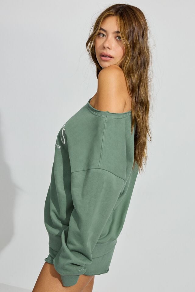 Green Garage Softterry Off Shoulder Women Sweatshirts | A-0489176