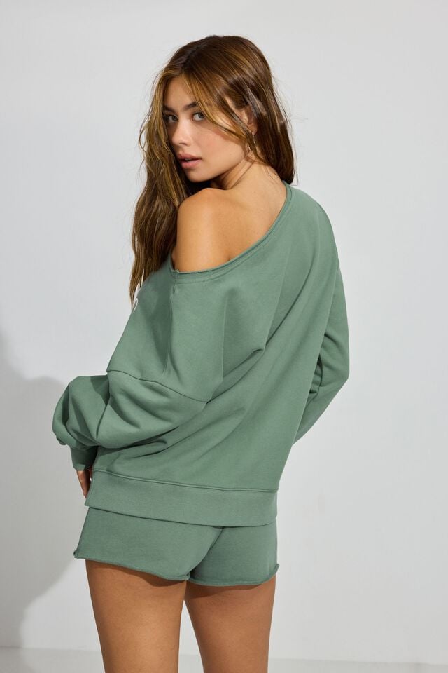 Green Garage Softterry Off Shoulder Women Sweatshirts | A-0489176