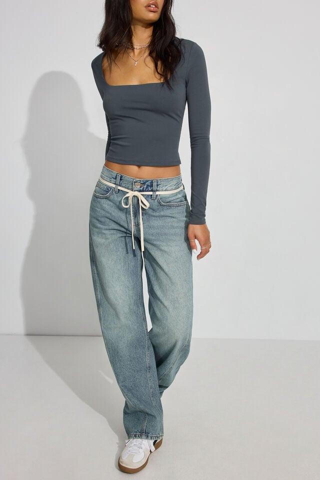 Grey Garage Addison Square Neck Women Long Sleeve | A-4987015