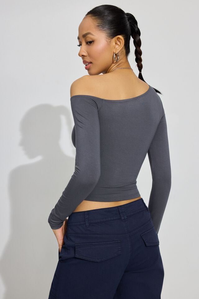 Grey Garage Asymmetric Women Long Sleeve | A-5436072