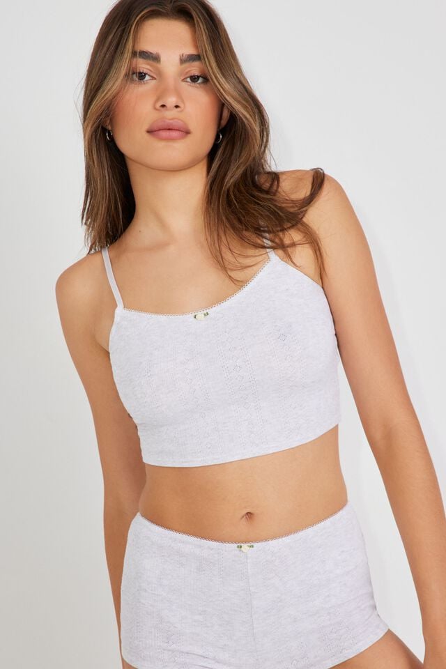 Grey Garage Cropped Pointelle Cami Women Tank Top | A-0621394