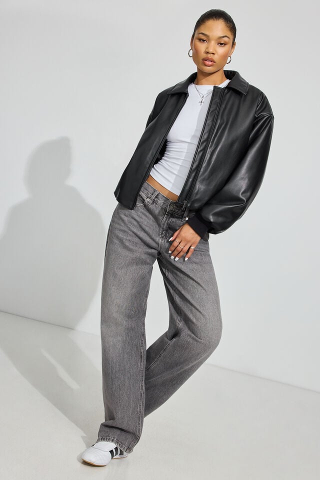 Grey Garage Low Rise Baggy Women Jeans | A-8740521