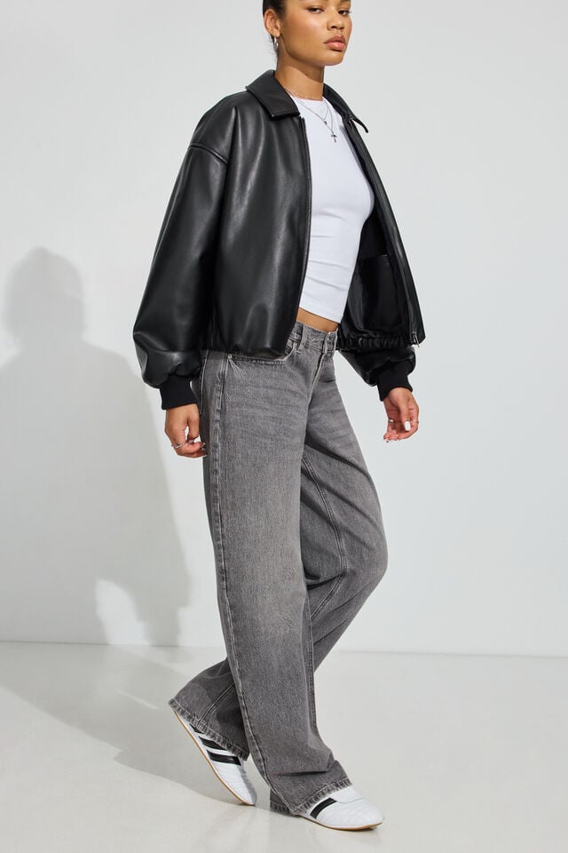 Grey Garage Low Rise Baggy Women Jeans | A-8740521
