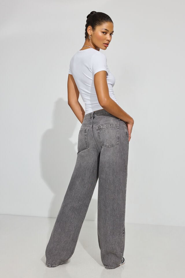 Grey Garage Low Rise Baggy Women Jeans | A-8740521