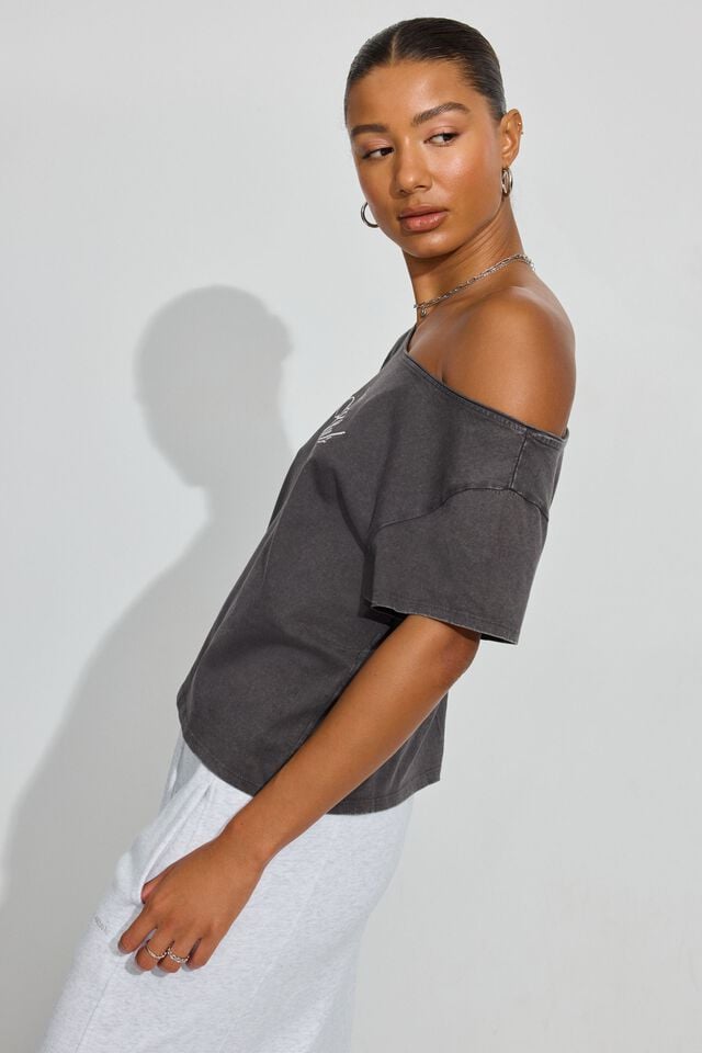Grey Garage Off Shoulder Women T Shirts | A-7913562