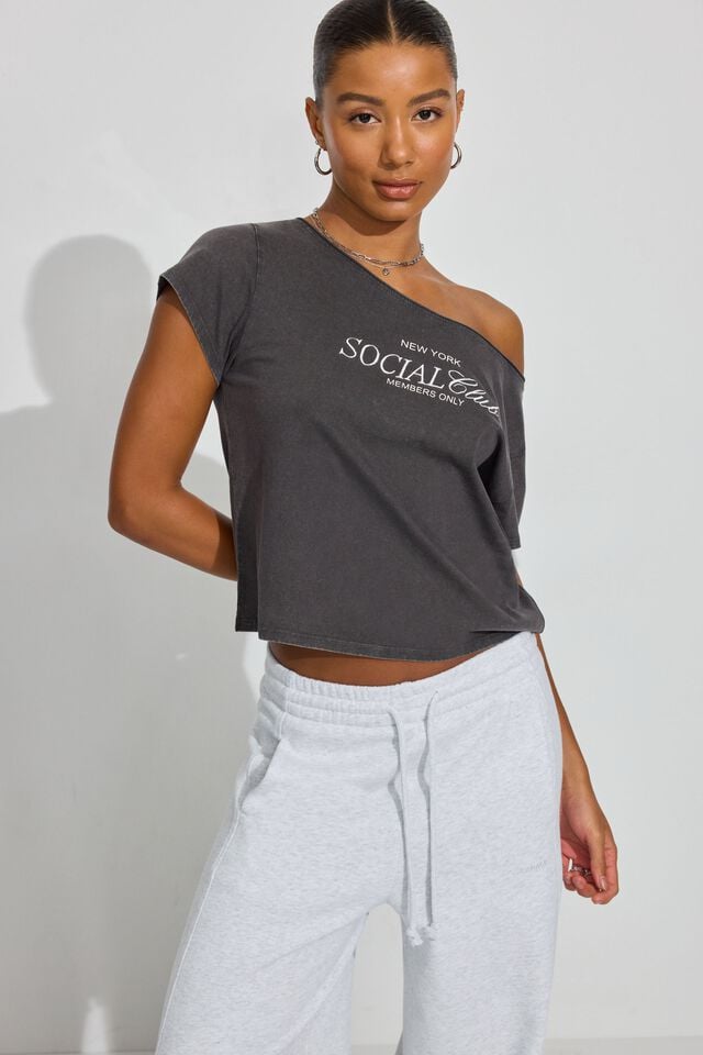 Grey Garage Off Shoulder Women T Shirts | A-7913562