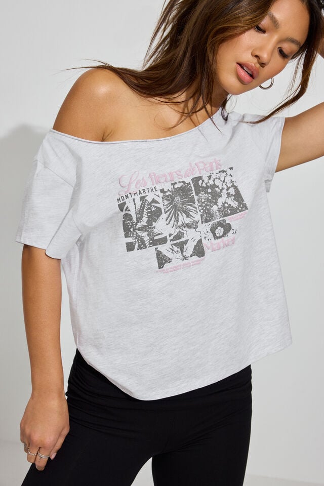 Grey Garage Off Shoulder Women T Shirts | A-0658197