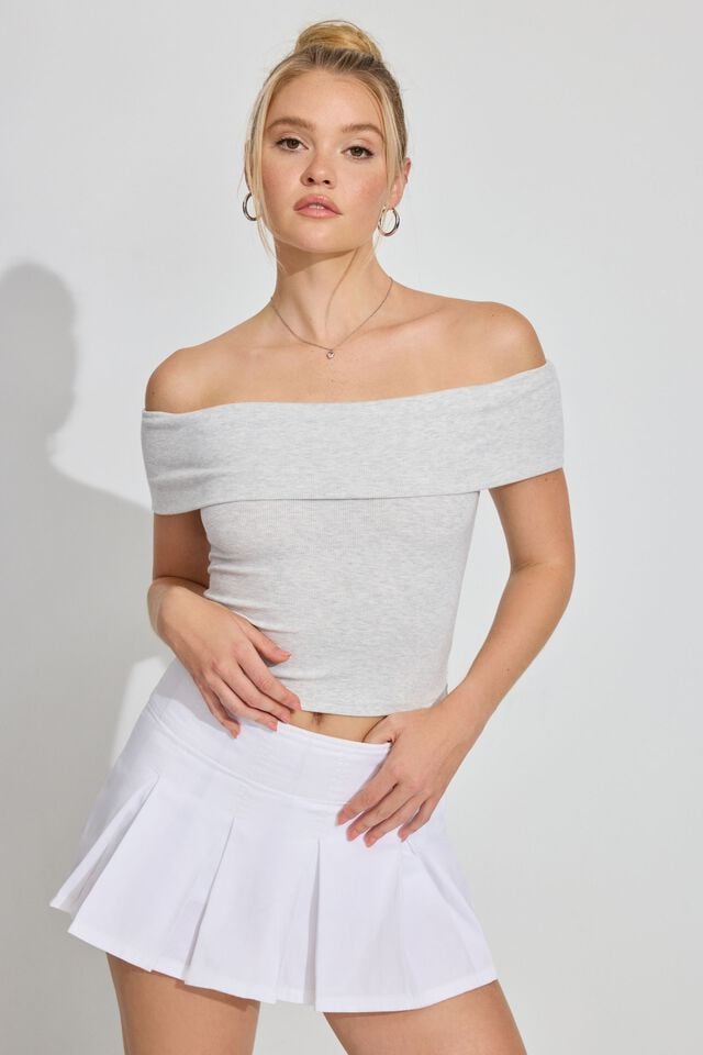 Grey Garage Off Shoulder Women T Shirts | A-0389542