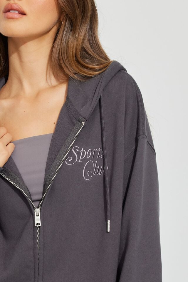 Grey Garage Oversized Zippie Women Hoodie | A-8492073