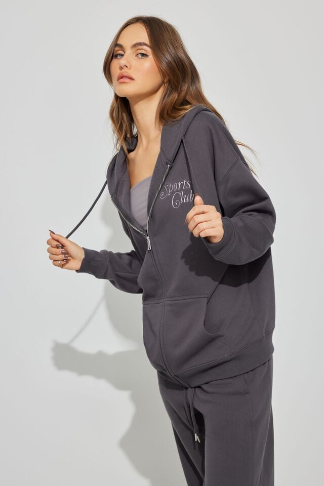 Grey Garage Oversized Zippie Women Hoodie | A-8492073