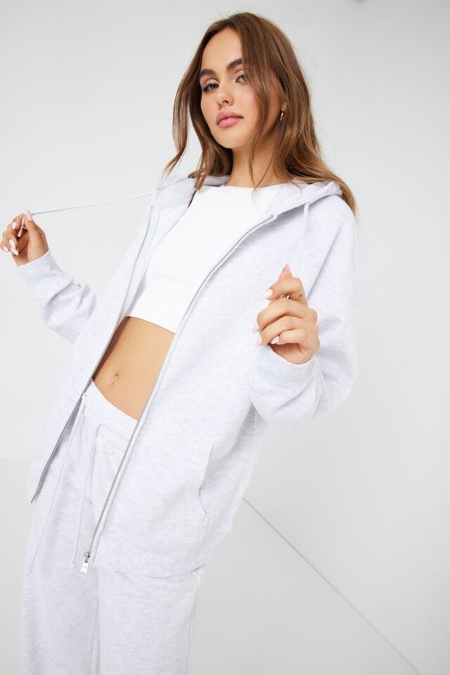 Grey Garage Oversized Zippie Women Hoodie | A-3560479