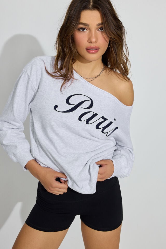 Grey Garage Softterry Off Shoulder Women Sweatshirts | A-6058321