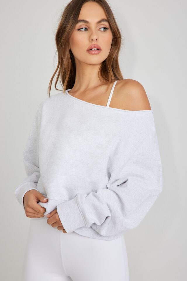 Grey Garage Softterry Off Shoulder Women Sweatshirts | A-7690243