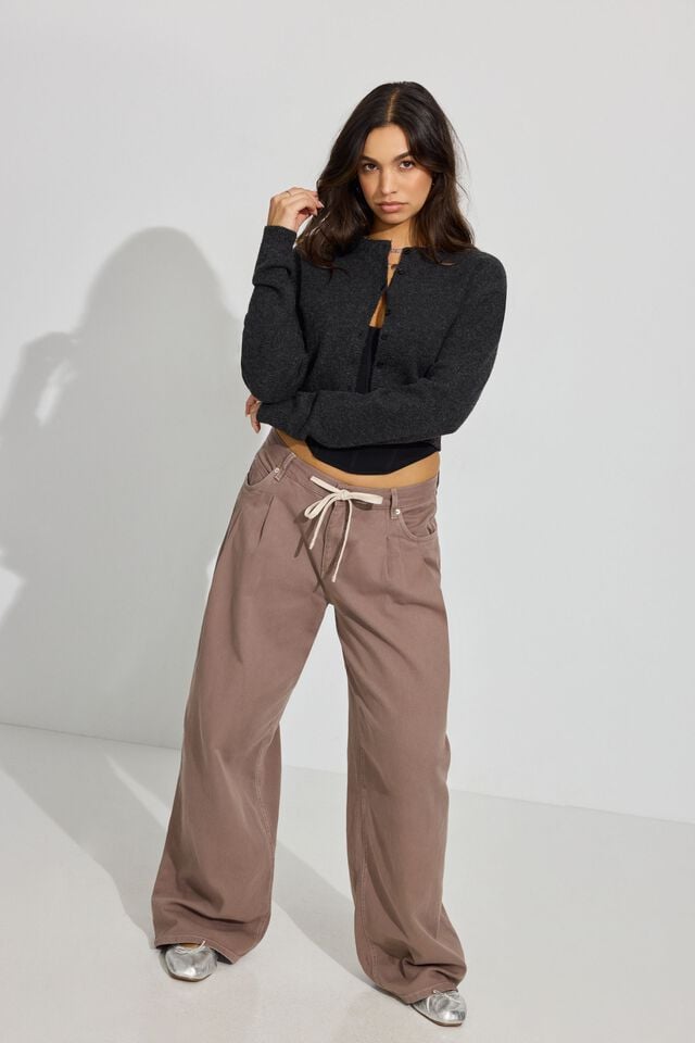 Grey Garage Spongy Button Up Women Cardigan | A-4713952