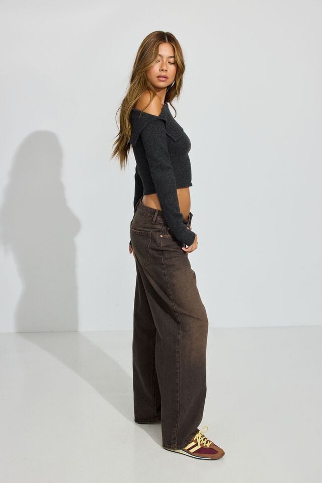 Grey Garage Spongy Off Shoulder Women Sweater | A-1386927