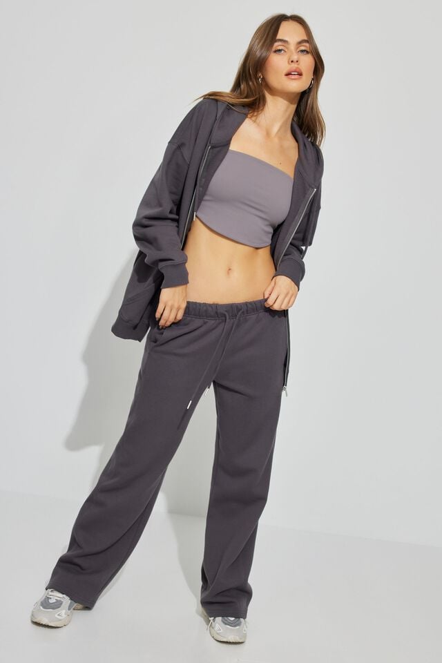 Grey Garage Straight Leg Panel Women Sweatpants | A-6974285