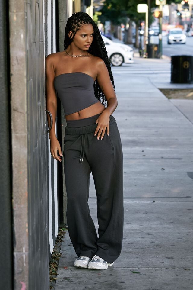 Grey Garage Straight Leg Panel Women Sweatpants | A-6974285