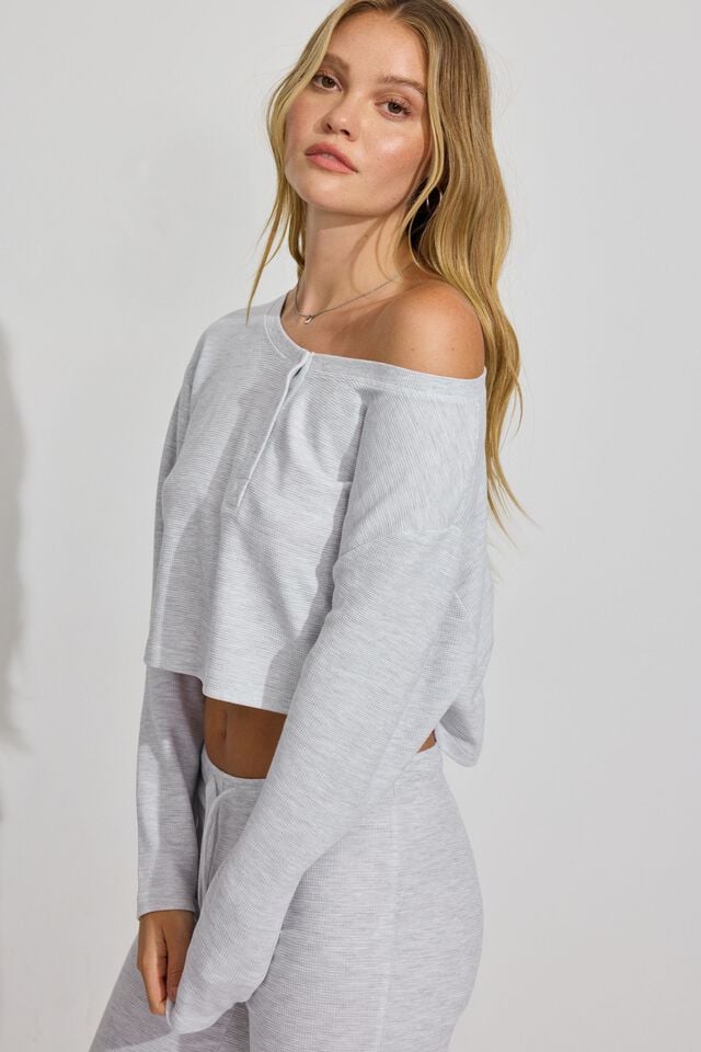 Grey Garage Waffle Off Shoulder Women Tank Top | A-3904682