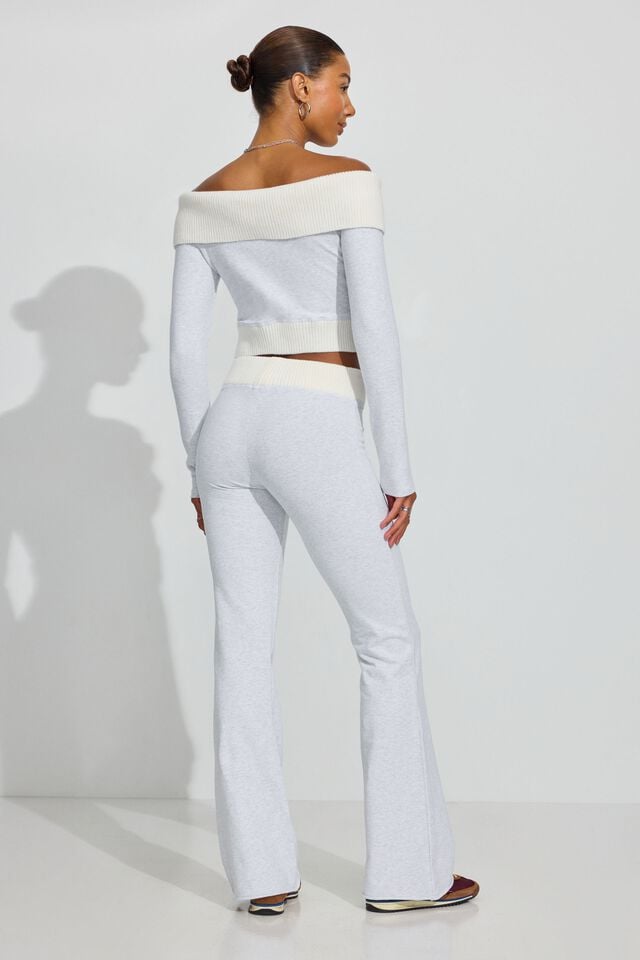 Grey / Cream Garage Combo Flare Women Sweatpants | A-8603275