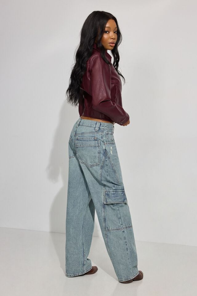 Indigo / Light Garage Low Rise Baggy Women Jeans | A-1628539