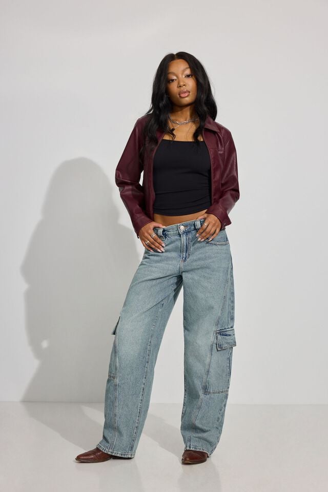 Indigo / Light Garage Low Rise Baggy Women Jeans | A-1628539