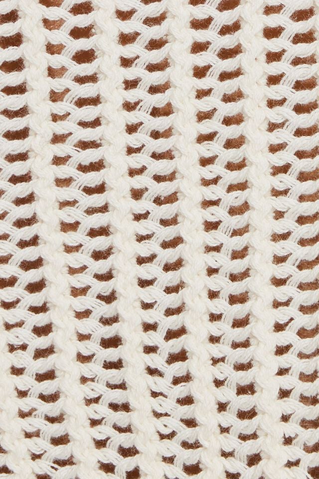 Light Blue Beige Garage Open Knit Women Sweater | A-6245701