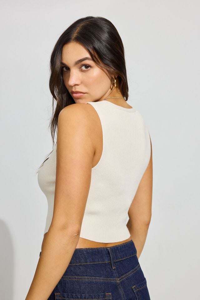 Light Blue / White Garage Bare V Neck Women Vest | A-1598670
