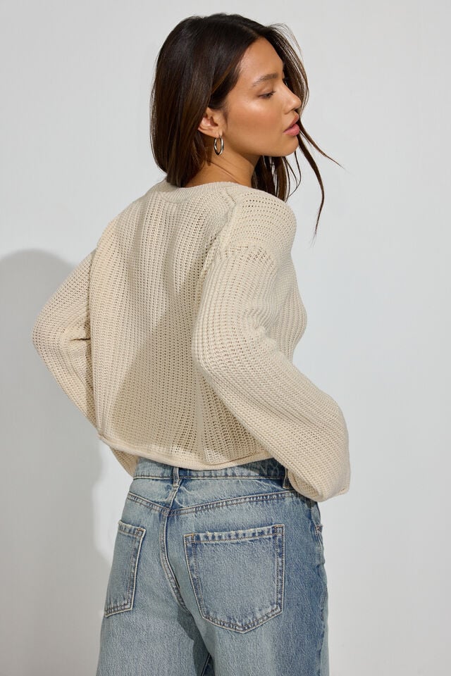 Light Blue / White Garage Boxy Women Sweater | A-6392801